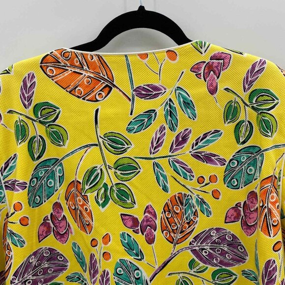 REDD Jeans Blazer Jacket‎ Womens 16 Spring Yellow Floral Textured Cotton Vintage - Picture 7 of 7